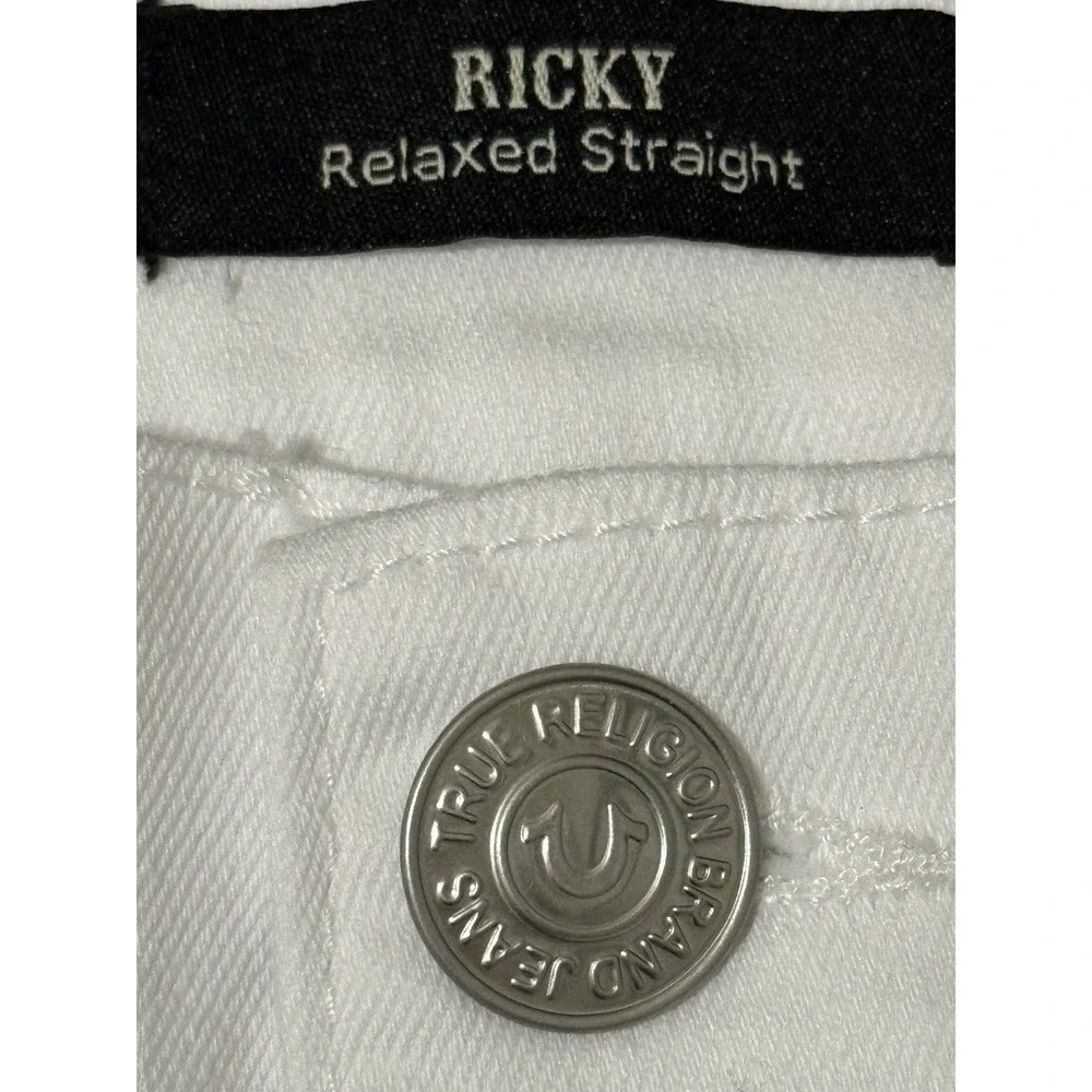 NWT $128‎  True Religion RICKY SN Relaxed Size 30 White Straight Shorts Raw Hem